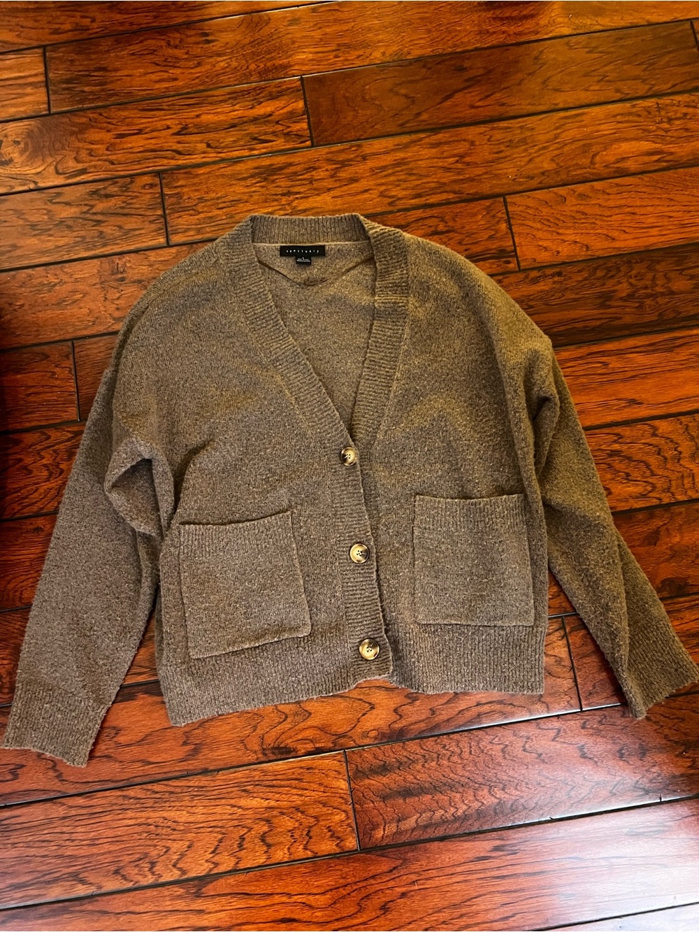 Sanctuary Brown Knit Button-Front Pocket Cardigan